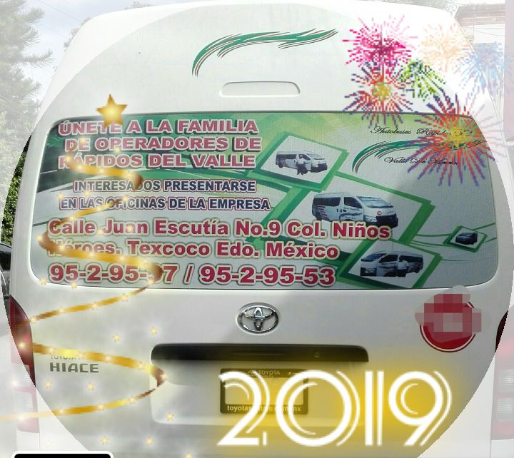 La empresa Autobuses Rápidos del Valle de México les desea un feliz  año 2019.