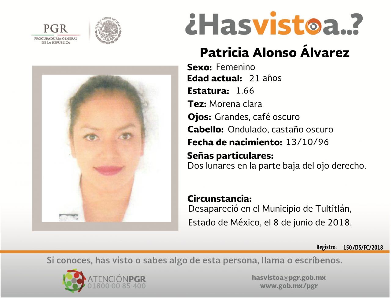 Familiares buscan a Patricia Alonso Alvarez 