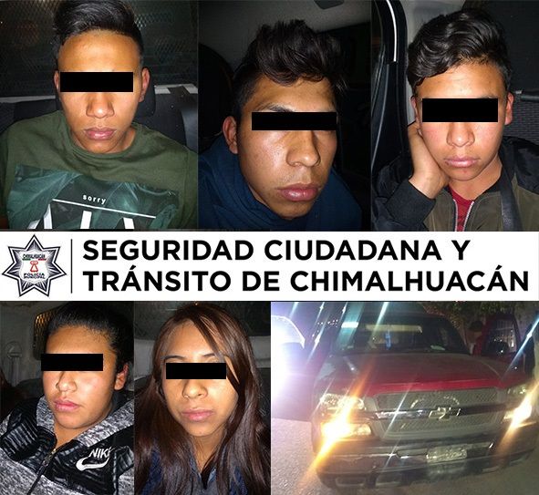 
Caen cinco robacoches en Chimalhuacán