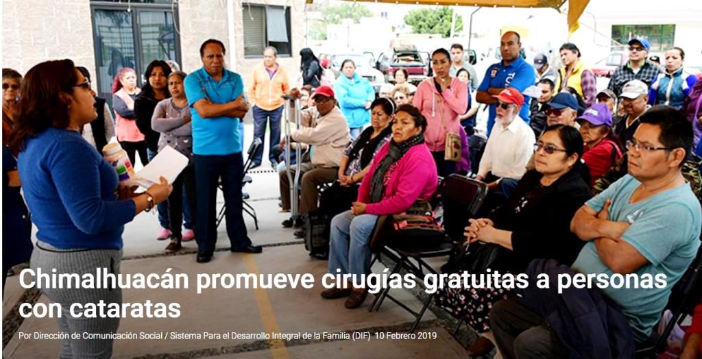 Chimalhuacán promueve cirugías gratuitas a personas con cataratas