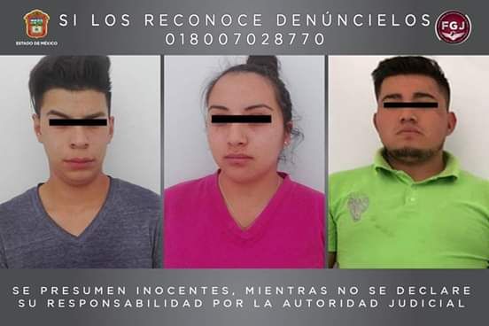 Detienen a mujer y dos hombres y  robo de vehículo en Tecámac 