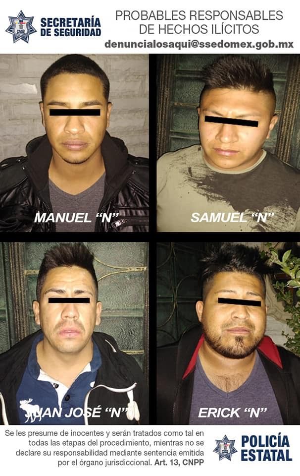 Detienen a cuatro por robo y portación de arma en Chimalhuacán  