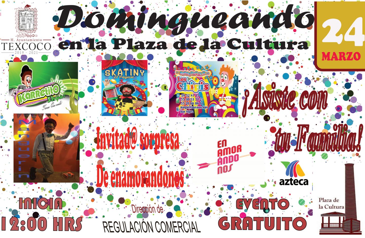 La Plaza de la Cultura Invita a todo el publico en general al evento "Dominguenando en la Plaza de la Cultura" que se llevara acabo el dia 24 de Marzo. Invitados especial