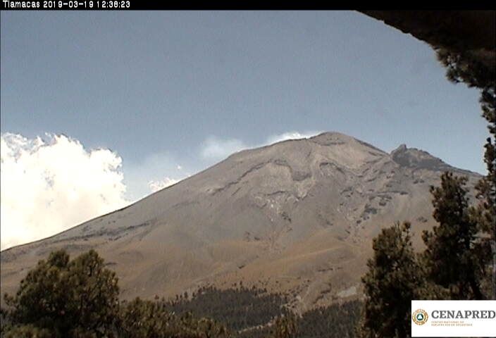 Reporte del monitoreo del volcán Popocatépetl.