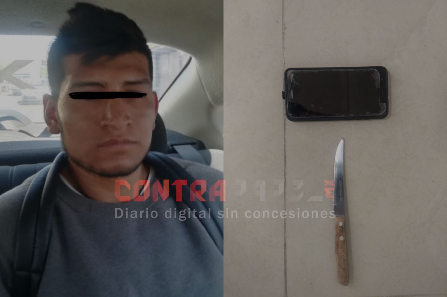 Amaga con cuchillo a mujer para robarle su celular en centro de Texcoco 
