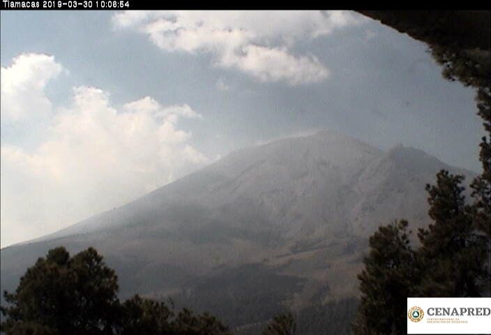 Reporte del monitoreo de CENAPRED al volcán Popocatépetl (2 de abril)