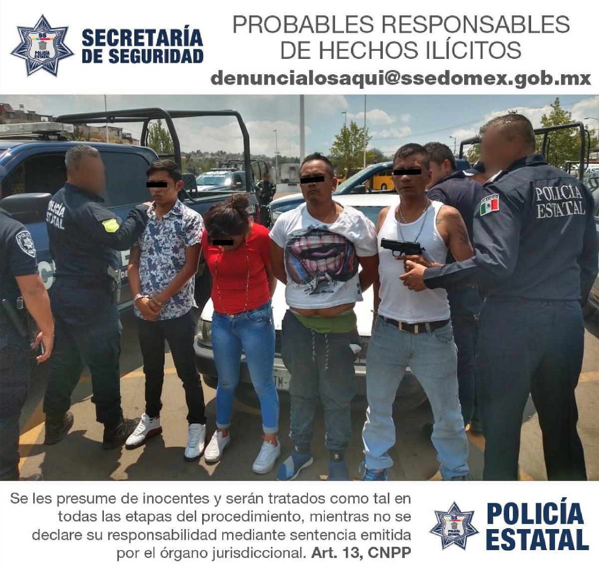 Tras persecución, policías aprehenden a probables asaltantes bancarios en Huixquilucan