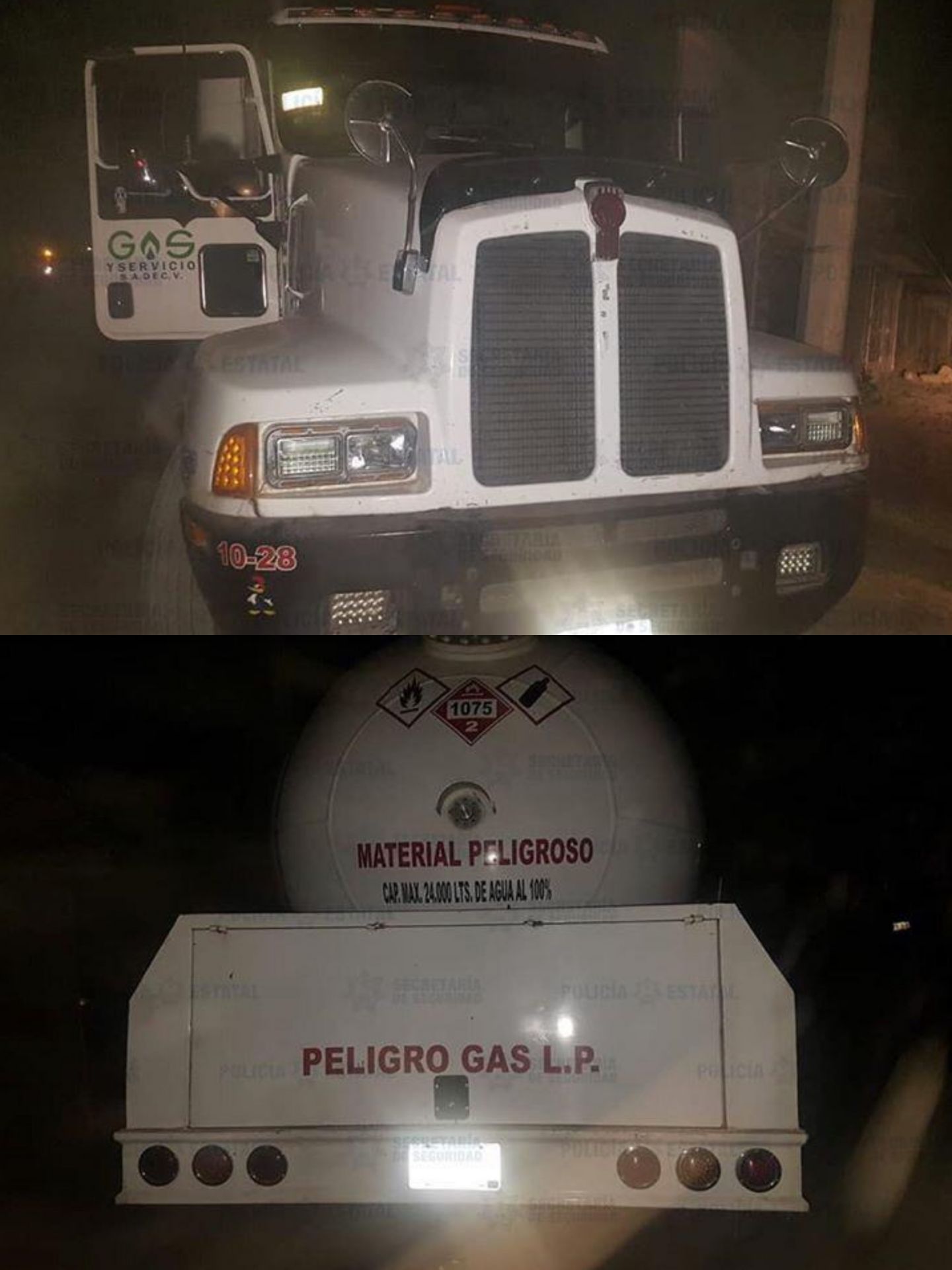Aseguran pipa que transportaba gas LP robado en Tezoyuca