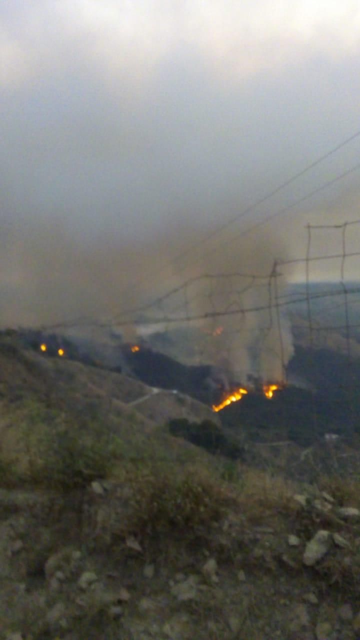 Aún sin controlar el incendio forestal en Tlatlaya.