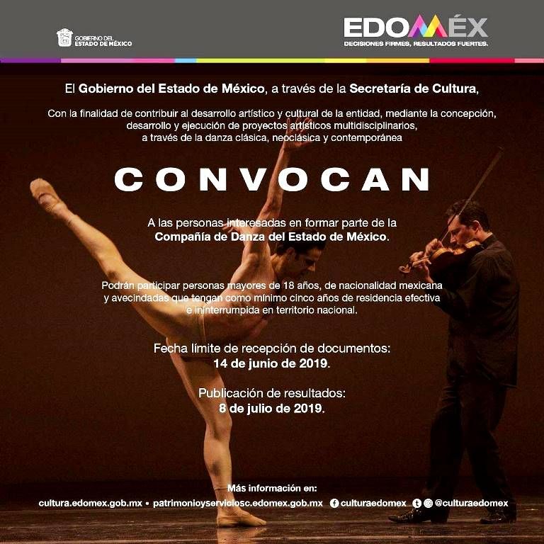La Secretaria de Cultura busca bailarinas y bailarines par integrar la compañia de danza del Edoméx
