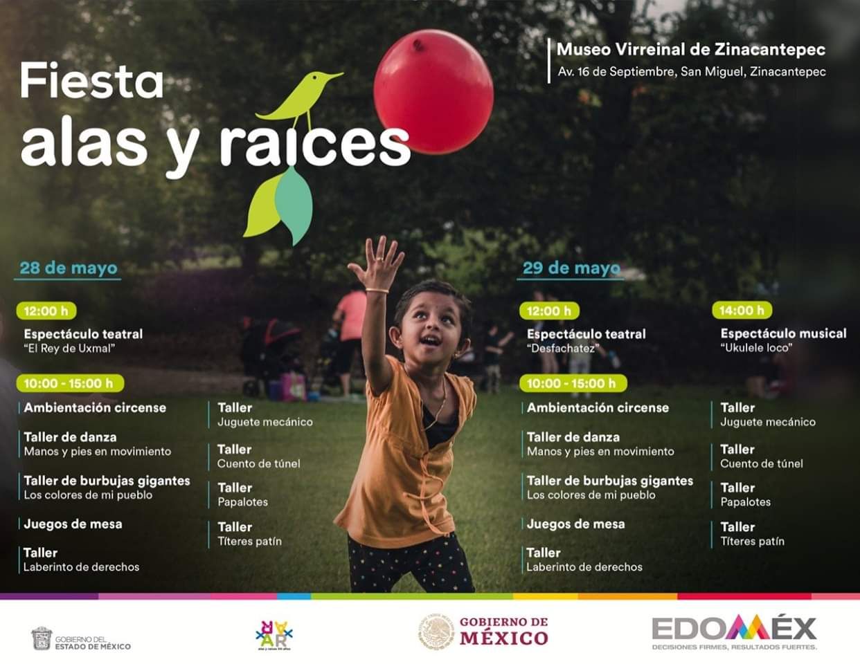 Disfrutarán niñas, niños y jóvenes de la fiesta "Alas y Raíces " en Zinacantepec 