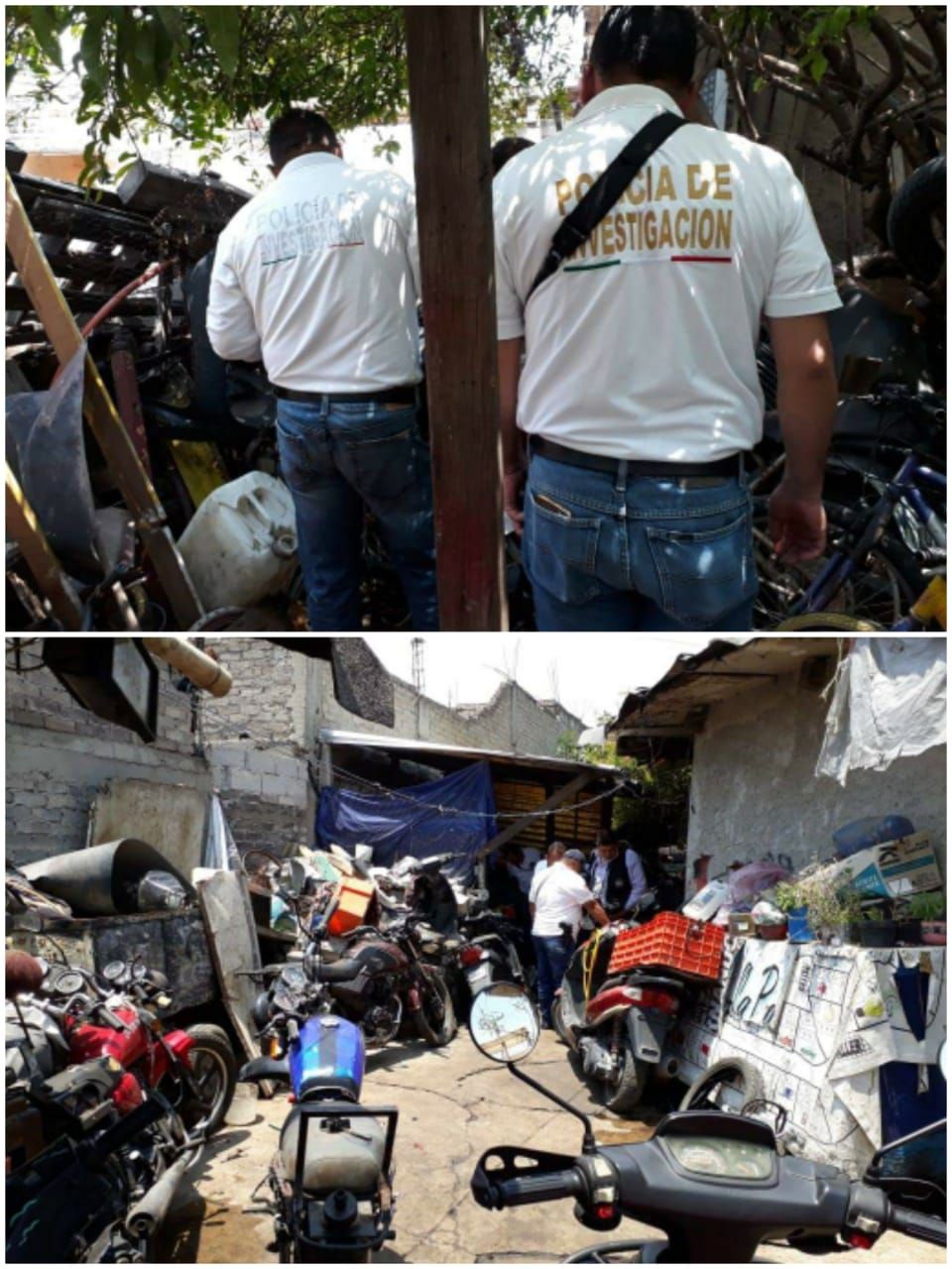 Catean domicilio en Los Reyes La Paz y localizan 22 motocicletas