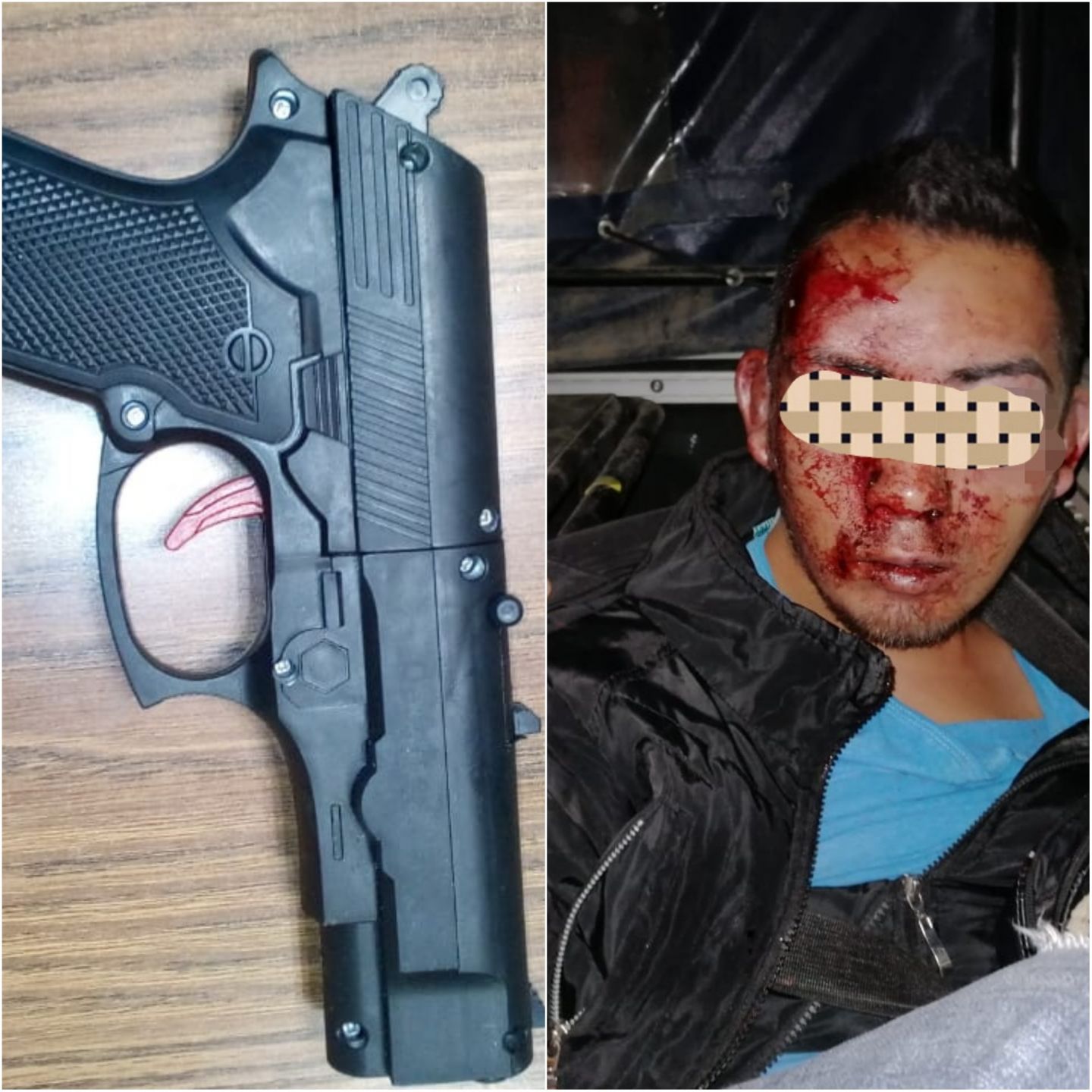 Cae por asalto con pistola de plástico en Texcoco; vecinos lo golpean 