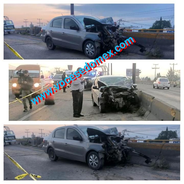 Muere conductor al chocar en carretera de Chicoloapan.