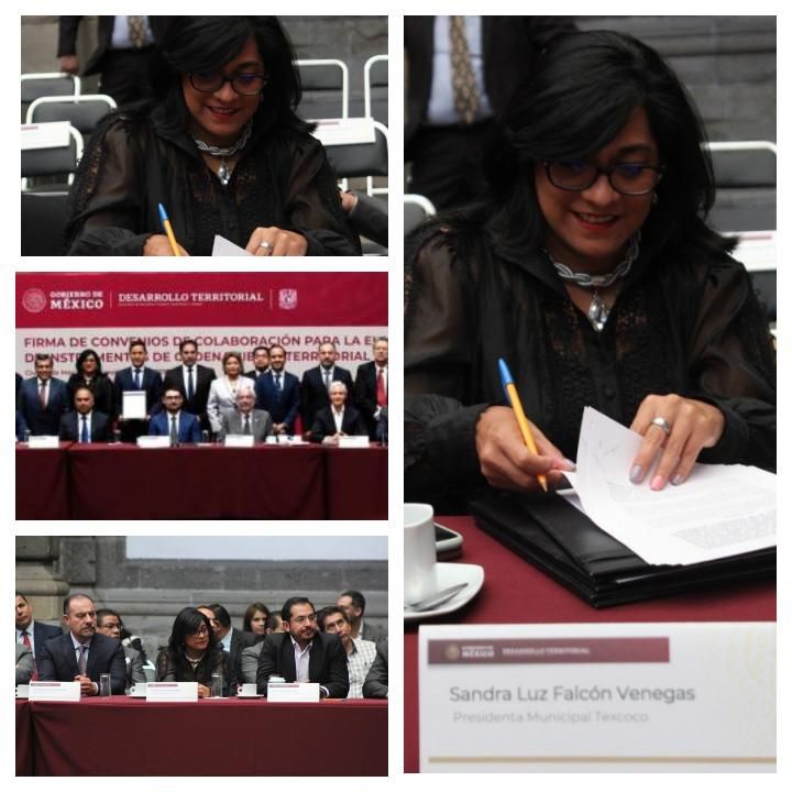 Alcaldesa de Texcoco Sandra Falcón firma convenio con la UNAM y SEDATU.