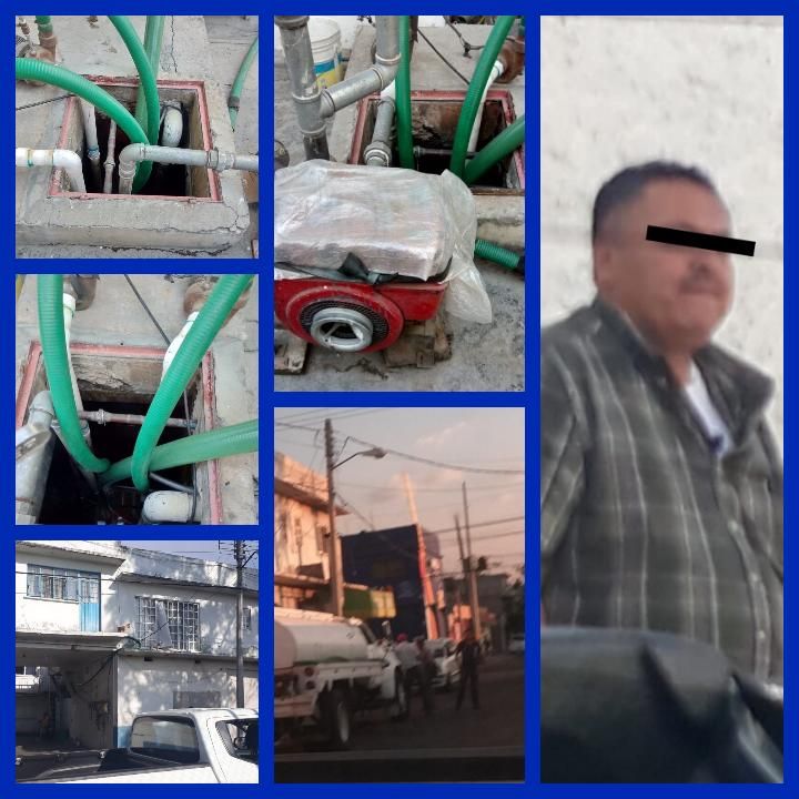 Detienen a un hombre huachecolero de una toma clandestina de agua potable en Ecatepec 