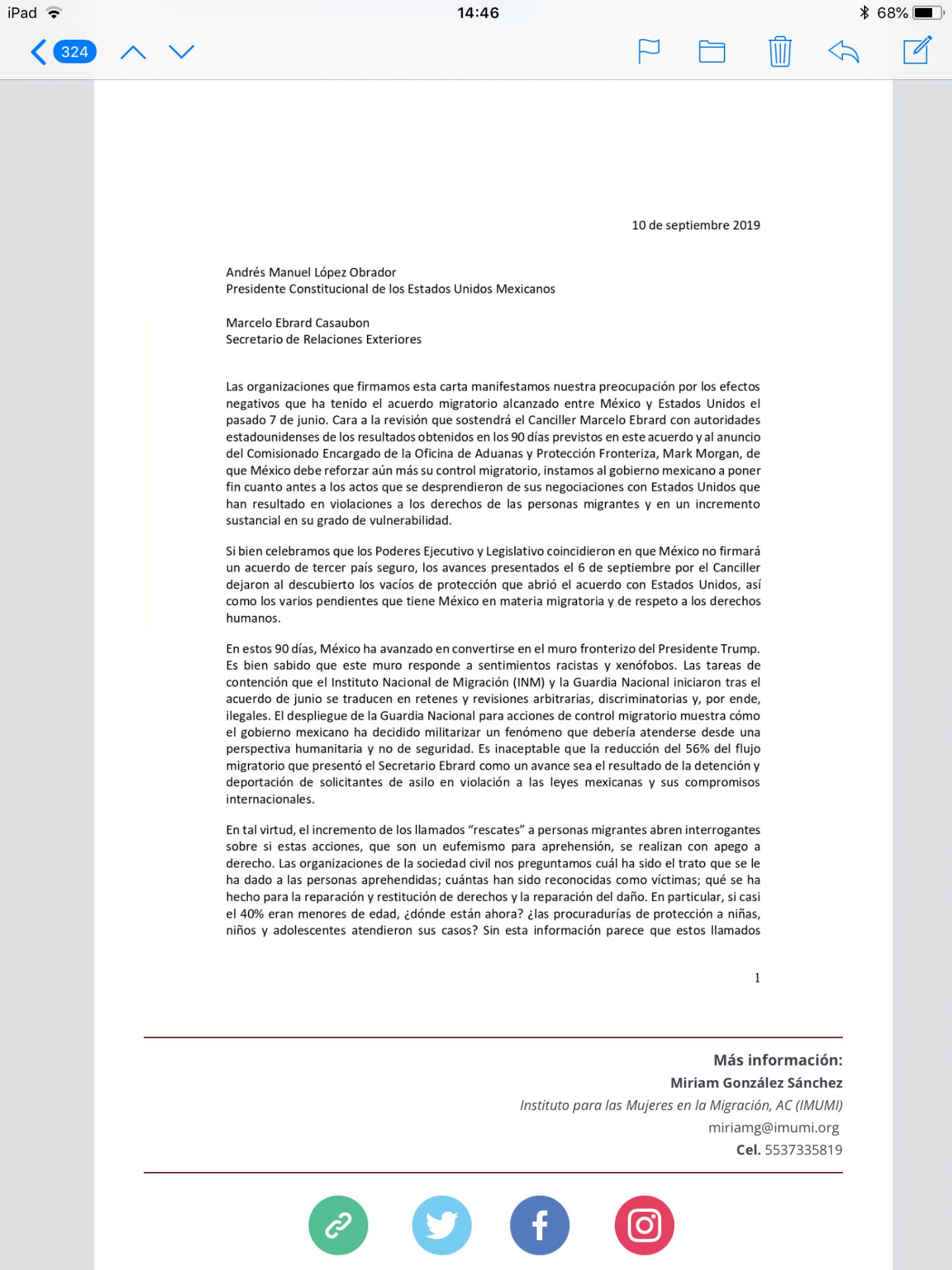 OSC’s de la región entregan carta a equipo de negociación mexicano en EUA