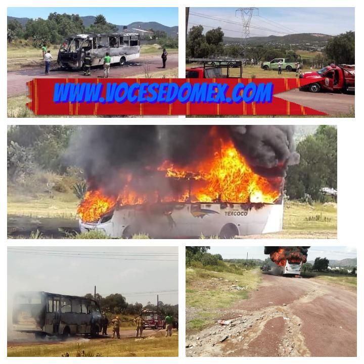 Un comando armado quema Unidad de Transporte público en Tepetlaoxtoc