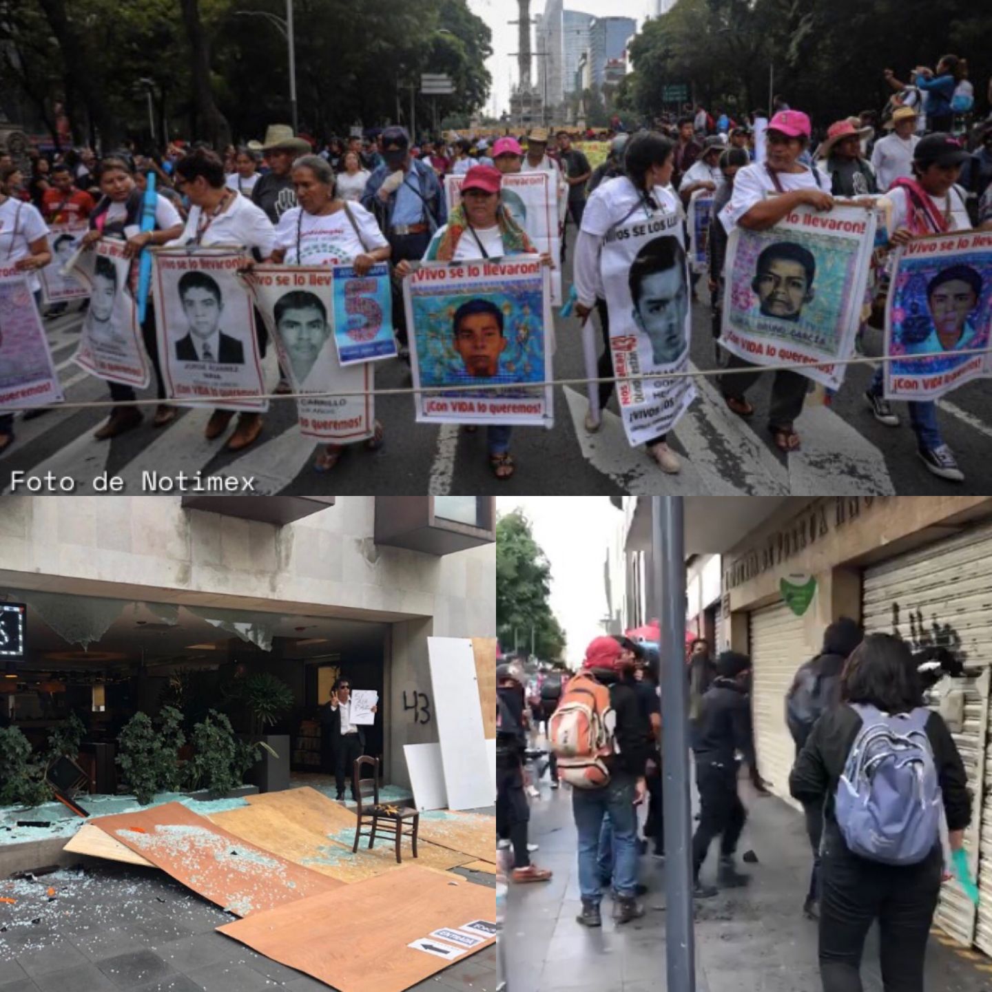 Marchan hacia el Zócalo por los 5 años del caso Ayotzinapa; hay actos vandálicos