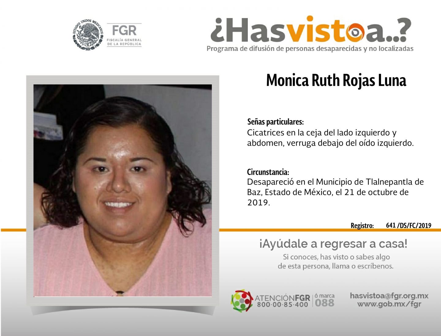 Se busca Monica Ruth Rojas Luna 