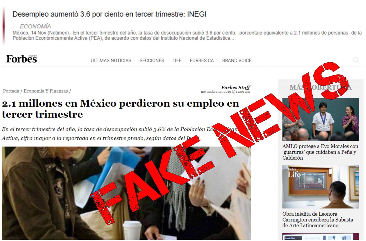 Difunde NOTIMEX Fake News; es replicada por medios