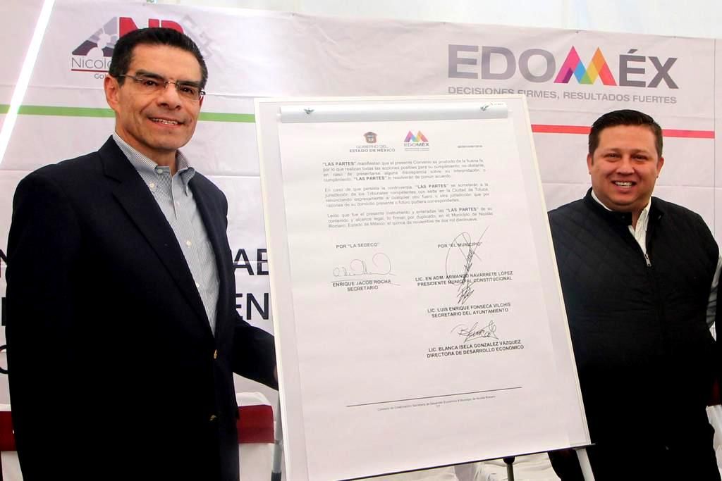 El GEM y Nicolás Romero firman convenio para impulsar el desarrollo productivo