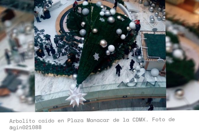Susto en Plaza Manacar por caída de árbol de Navidad 