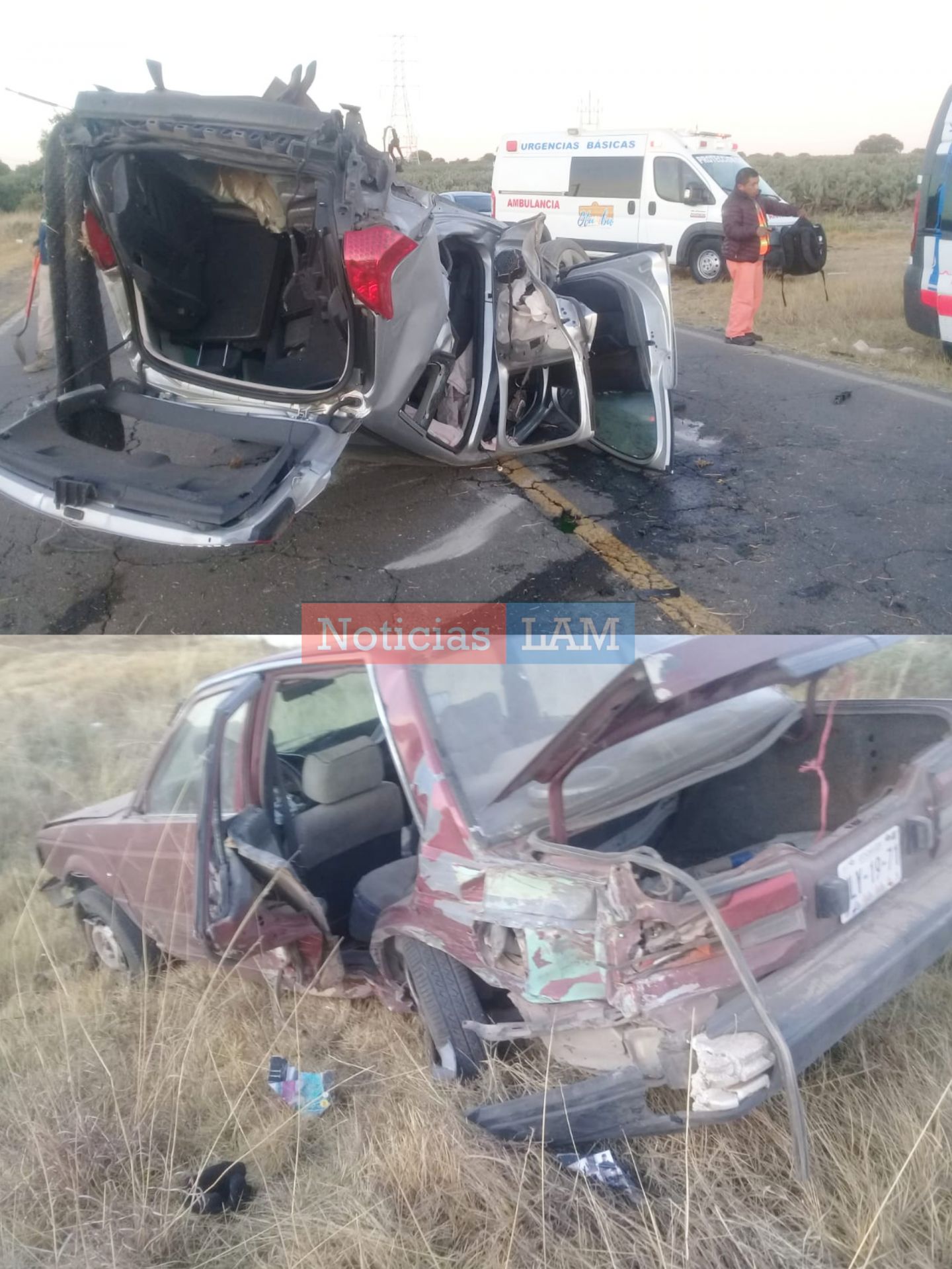 Choque entre dos vehículos deja 3 heridos en la carretera Otumba-Ciudad Sahagún.