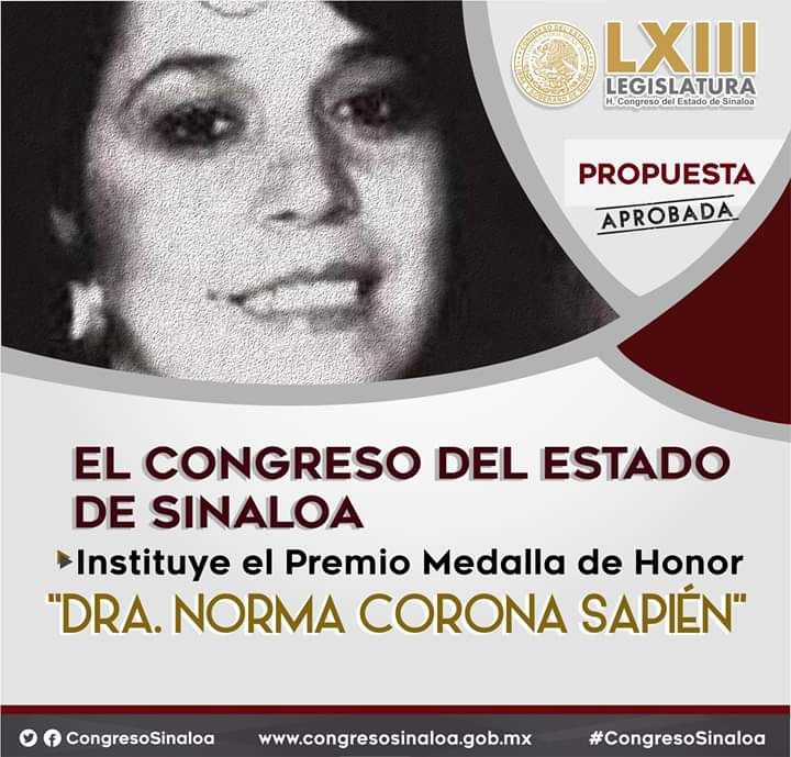 Lanza 63 Legislatura convocatoria al Premio ’Dra. Norma Corona Sapién’
