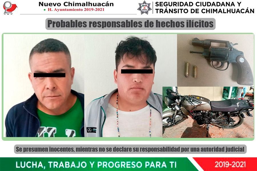 Policía de Chimalhuacán detiene a dos por robo con violencia a cuentahabiente