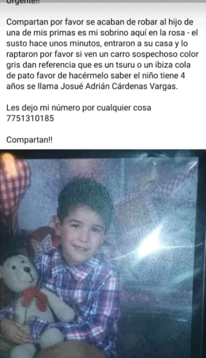 Denuncian supuesto robo de niño en Singuilucan, Hidalgo