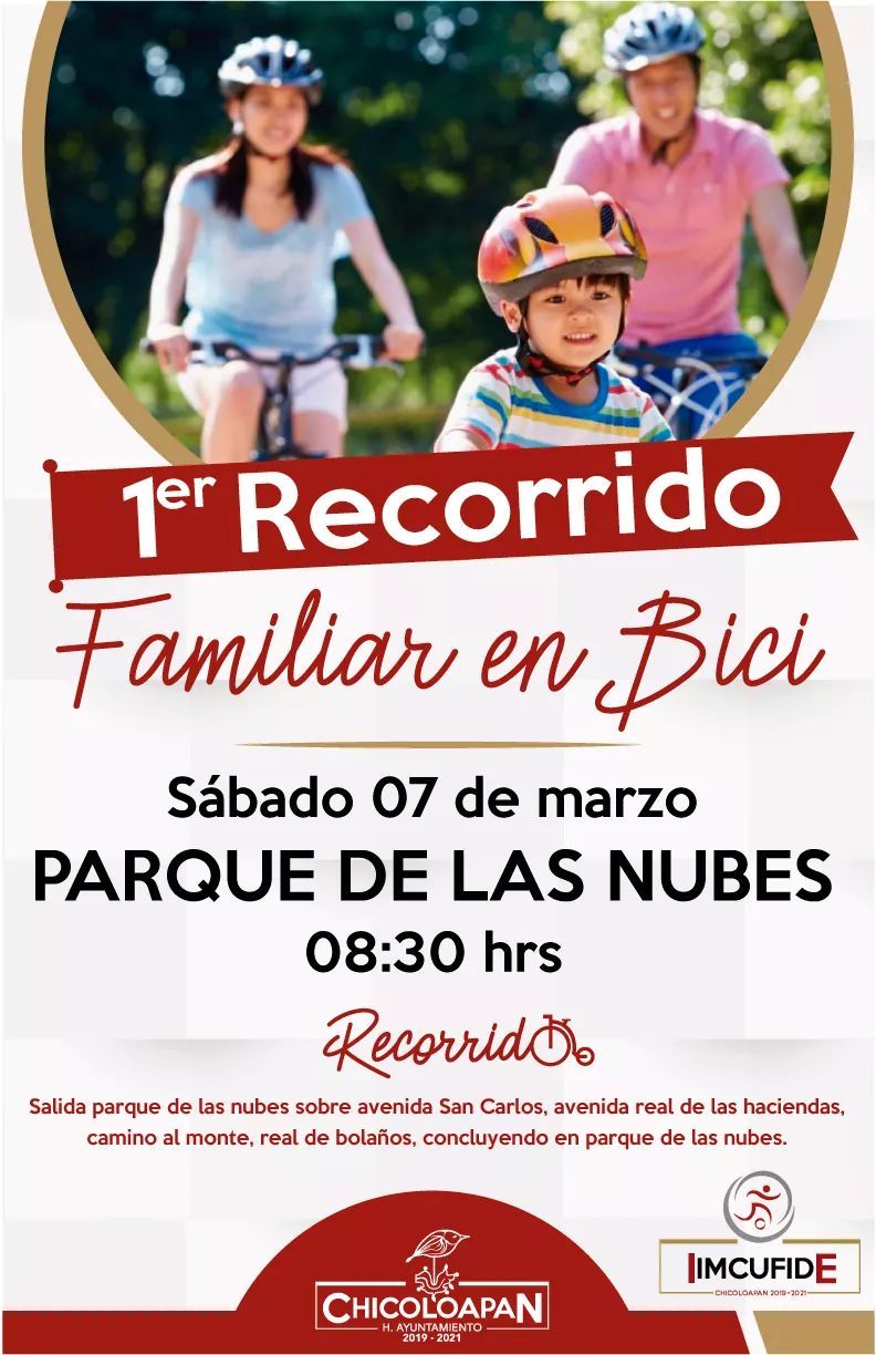Participa este 7 de marzo en el recorrido familiar en Bici #Chicoloapan