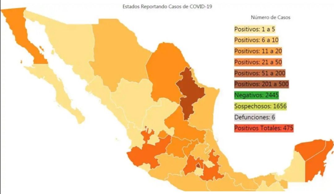 Mapa y casos de coronavirus en México por estados hoy 26 de marzo