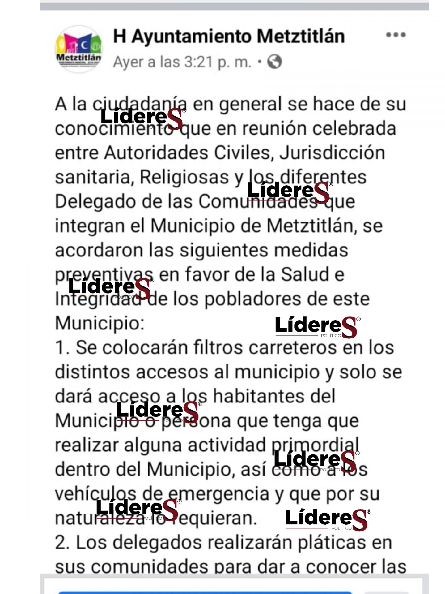 En Hidalgo, Presidente Municipal de Metztitlán prohíbe entrada a ’fuereños’ para evitar contagio de Covid-19 pero es obligado a recular