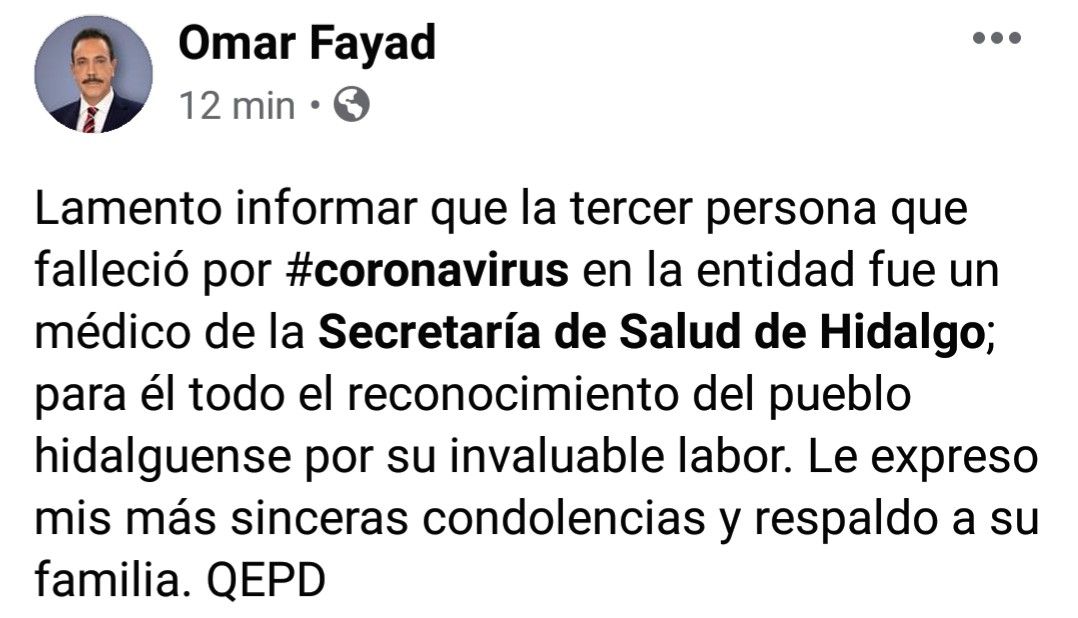Fallece médico de la SSH por coronavirus