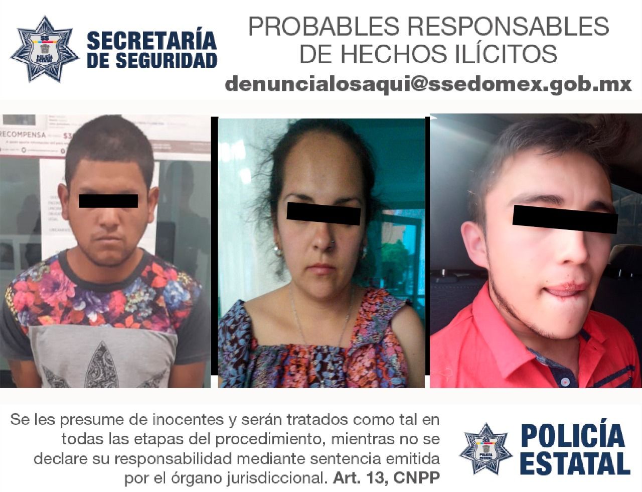Detienen en Villa Nicolás Romero a tres presuntos delincuentes 