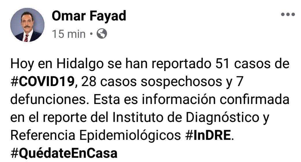 Sube a 7 el número de muertos por Covid-19 en Hidalgo