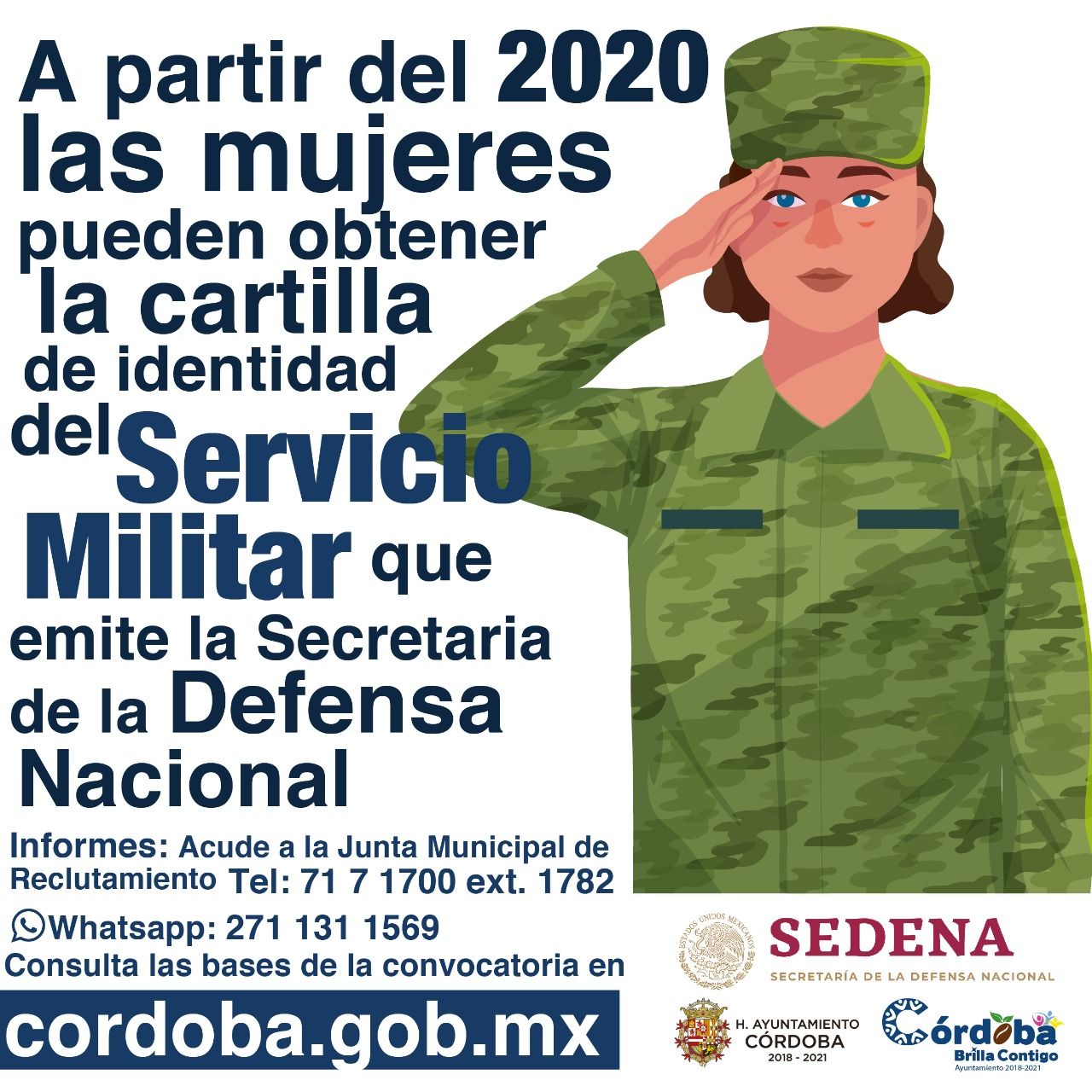 Mujeres con mayoría de edad ya pueden tramitar Cartilla de Identidad del Servicio Militar Nacional en Córdoba.