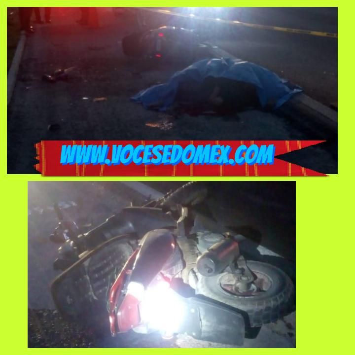 Se lleva a una señora de la tercera edad y derrapa quedando muerto motociclista en la carretera México- Pirámides 