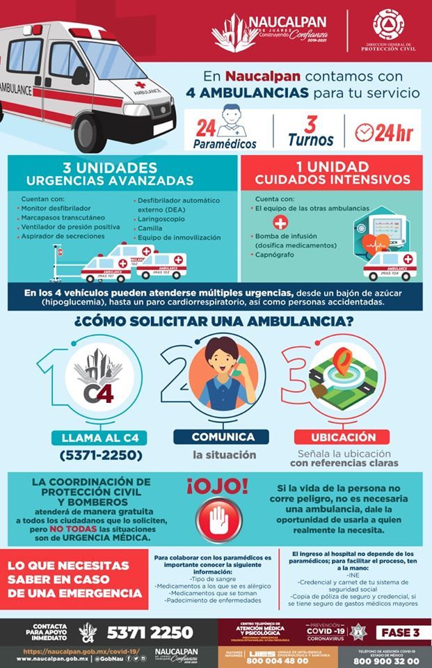 Cuenta gobierno de Naucalpan con 4 ambulancia de ultima generación