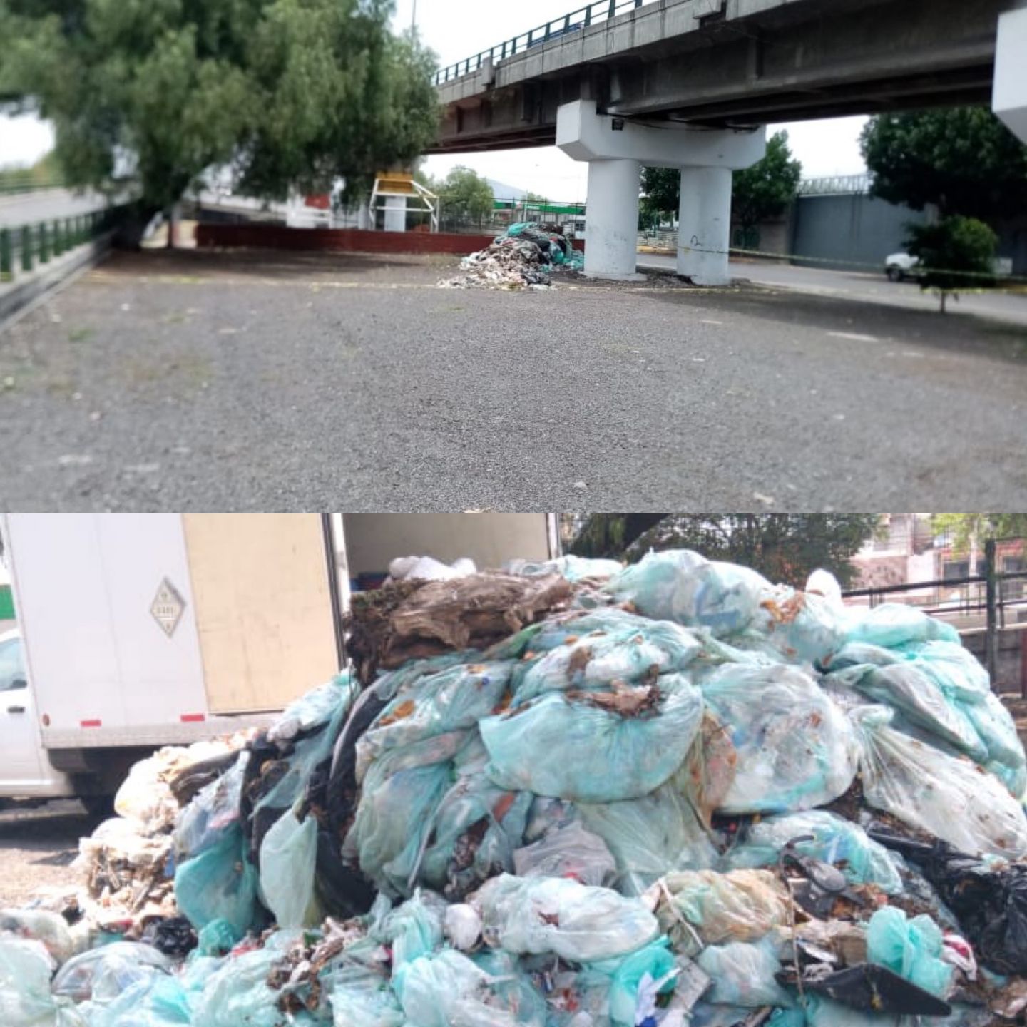 Abandonan residuos biológicos peligrosos en bajo puente de Tlalnepantla 