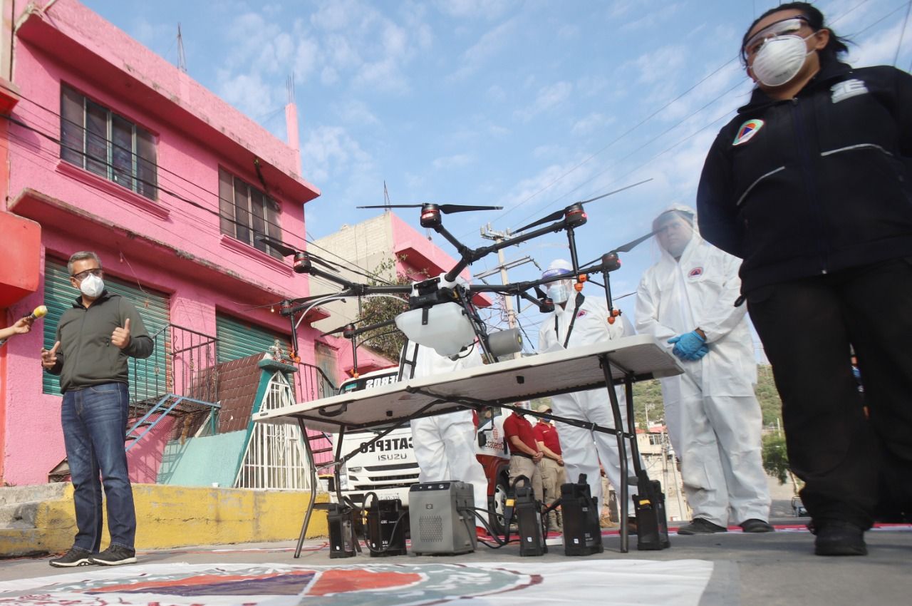 Usan dron de alta tecnología para sanitizar colonias de Ecatepec e inhibir contagios de Covid-19