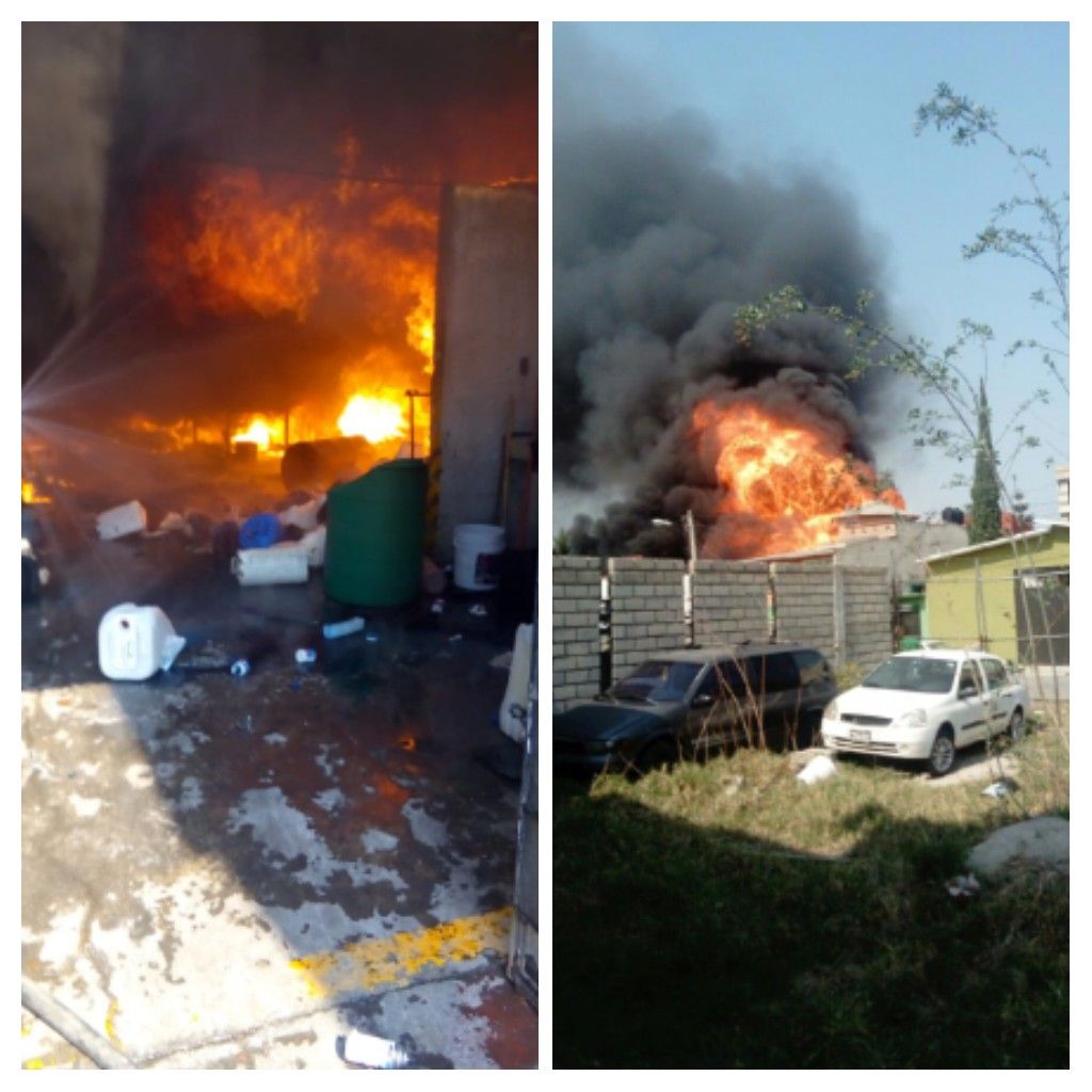 Incendio en bodega de Atizapán deja un saldo de tres personas quemadas