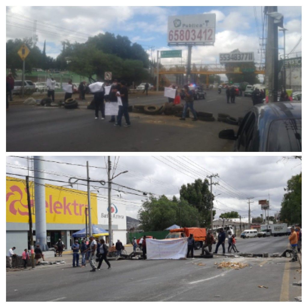 Comerciantes bloquean carretera en Los reyes La Paz Estado de México