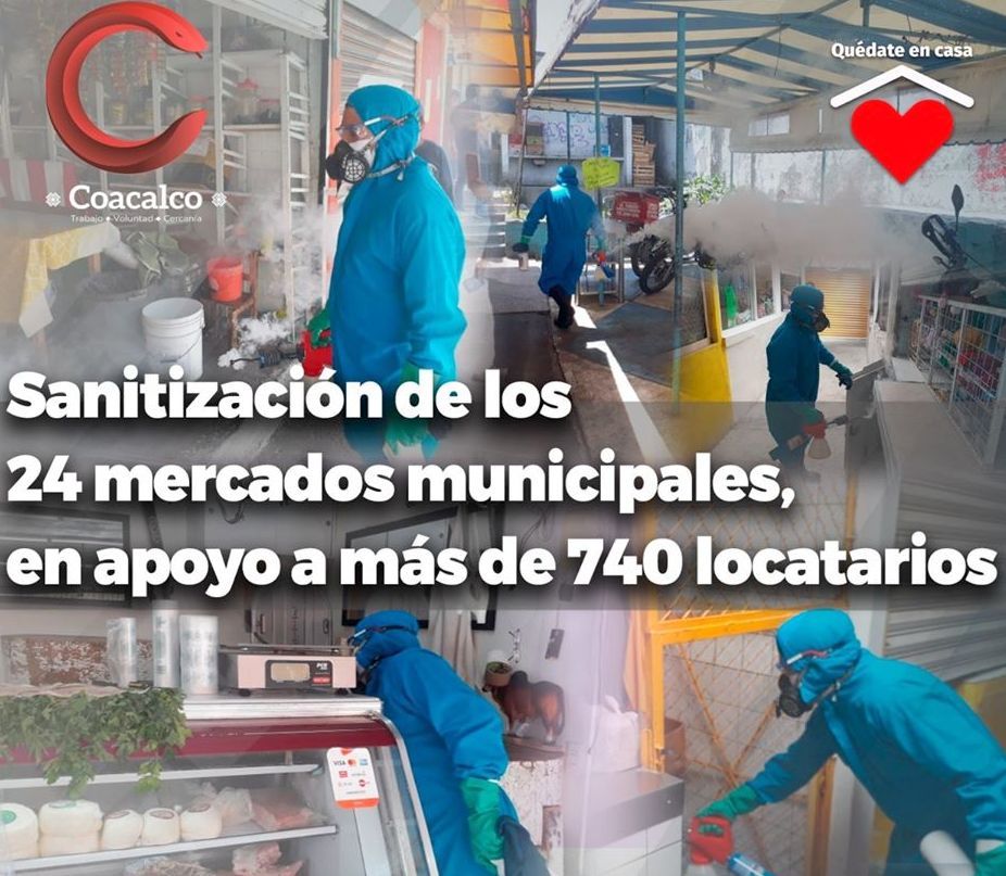 En Coacalco sanitizan los mercados municipales para proteger la salud de todos, evitando la propagación del #Covid_19
