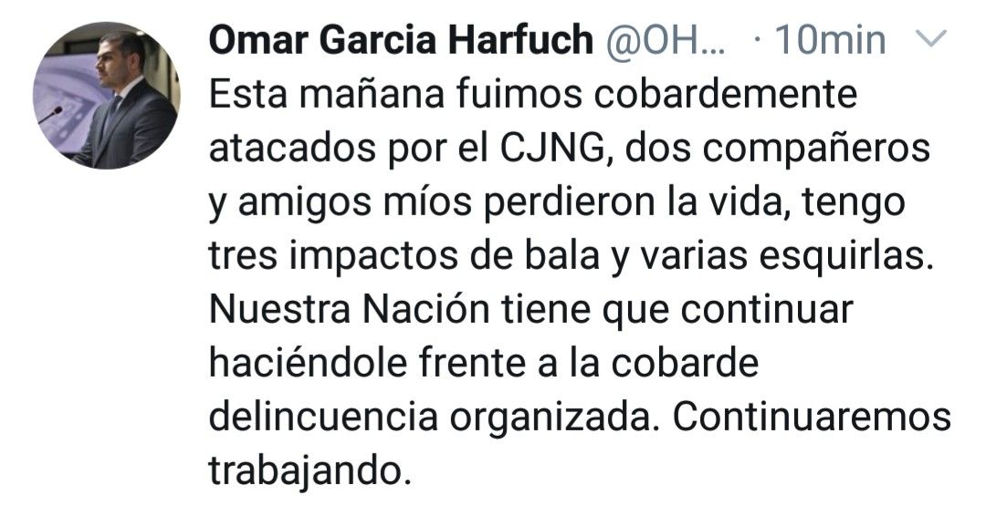 Harfuch señala al Cartel Jalisco Nueva Generación como autor del atentado en su contra 