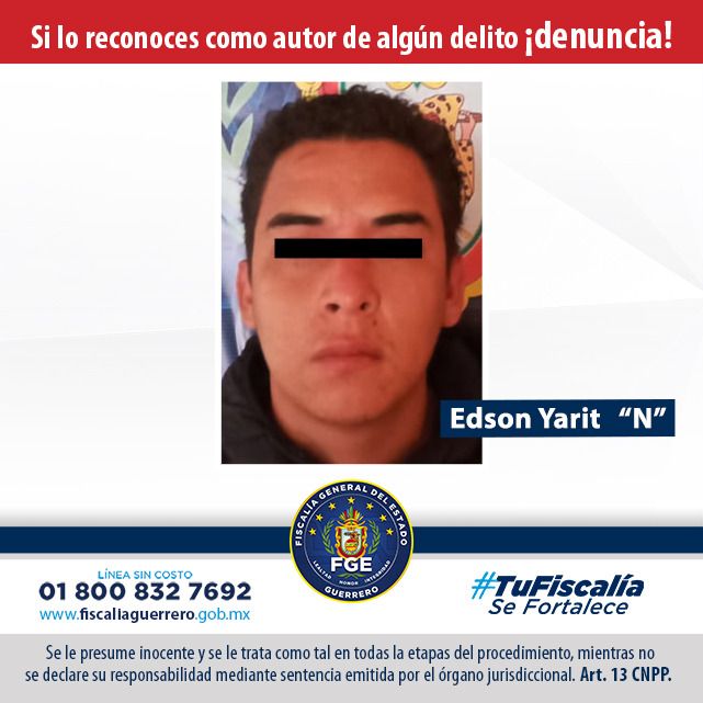 Fiscalía de Guerrero obtiene vinculación a proceso en contra de Edson Yarit "N", por delito de Robo Equiparado de Vehículo en Taxco de Alarcón.