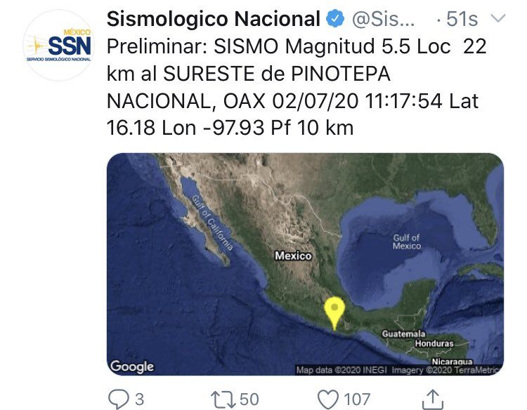 Sismo de 5.5 grados se registra en Ciudad de México. 