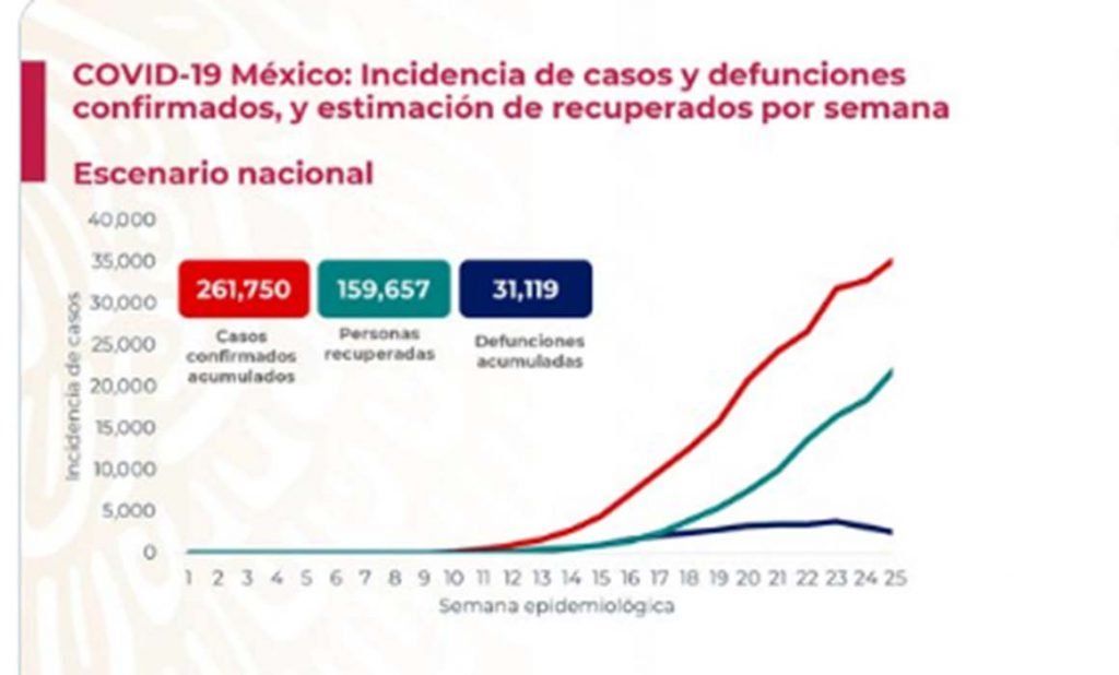 Defunciones por Covid 19 en México suman 31 mil 119 