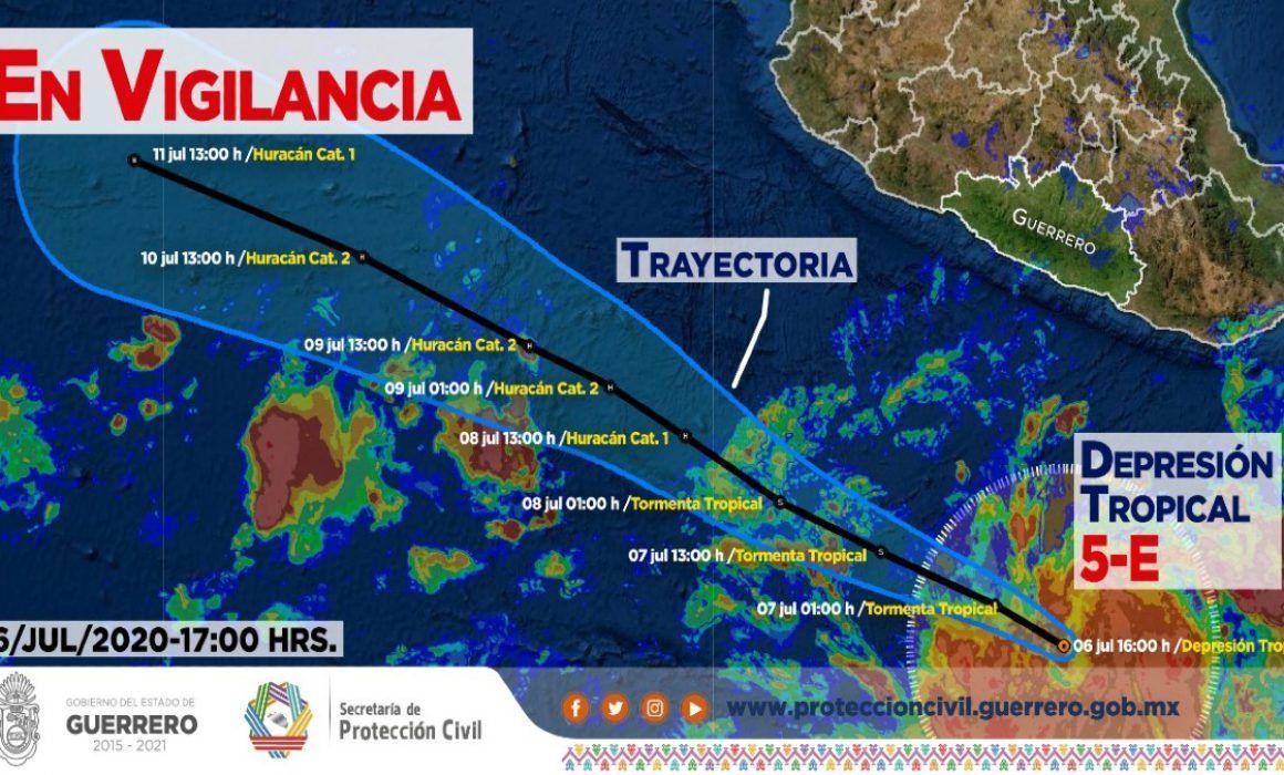 Prevén lluvias en Guerrero por onda tropical 13 y depresión 5-E 